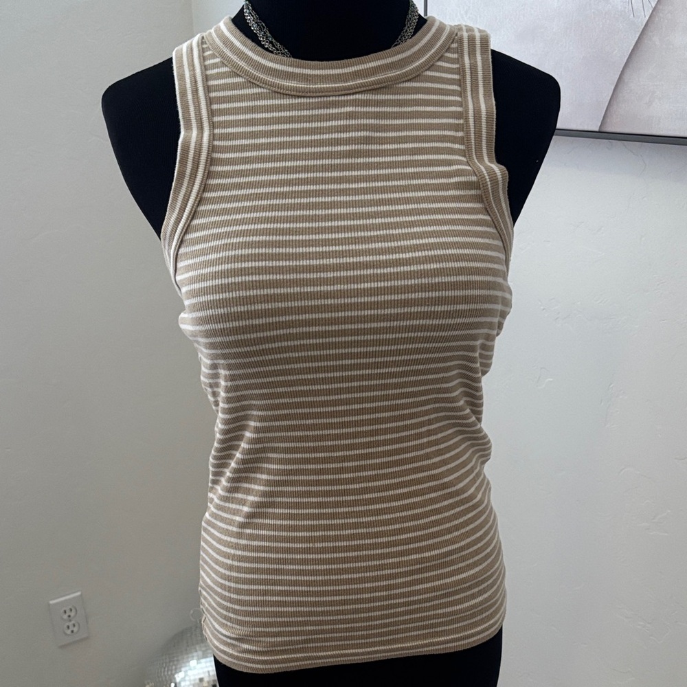 Banana Republic Beige Striped Tank Top size S